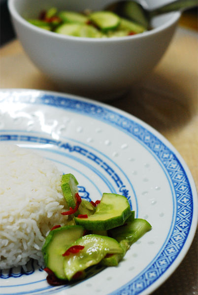 Pickled Cucumber With Chili Serve With Rice
